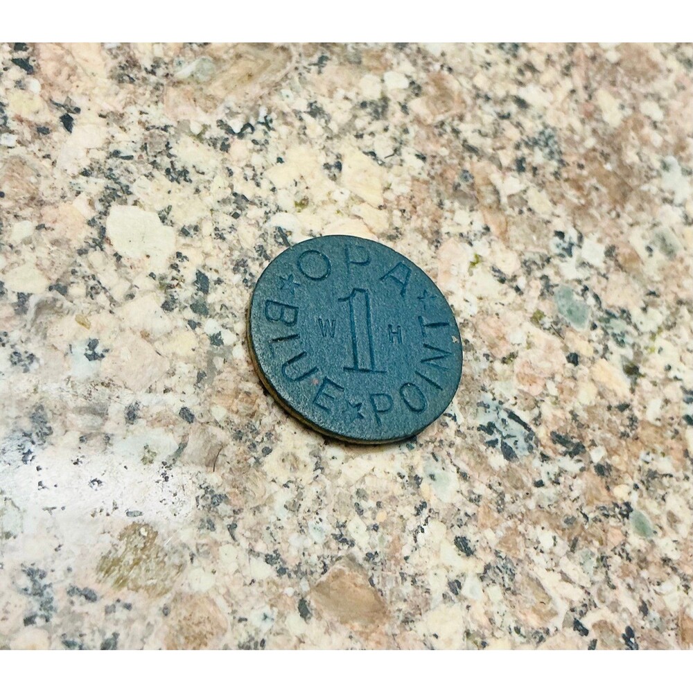 Blue Fiber Office of Price Administration W 1 H Rationing Token, (1942 - 1945)